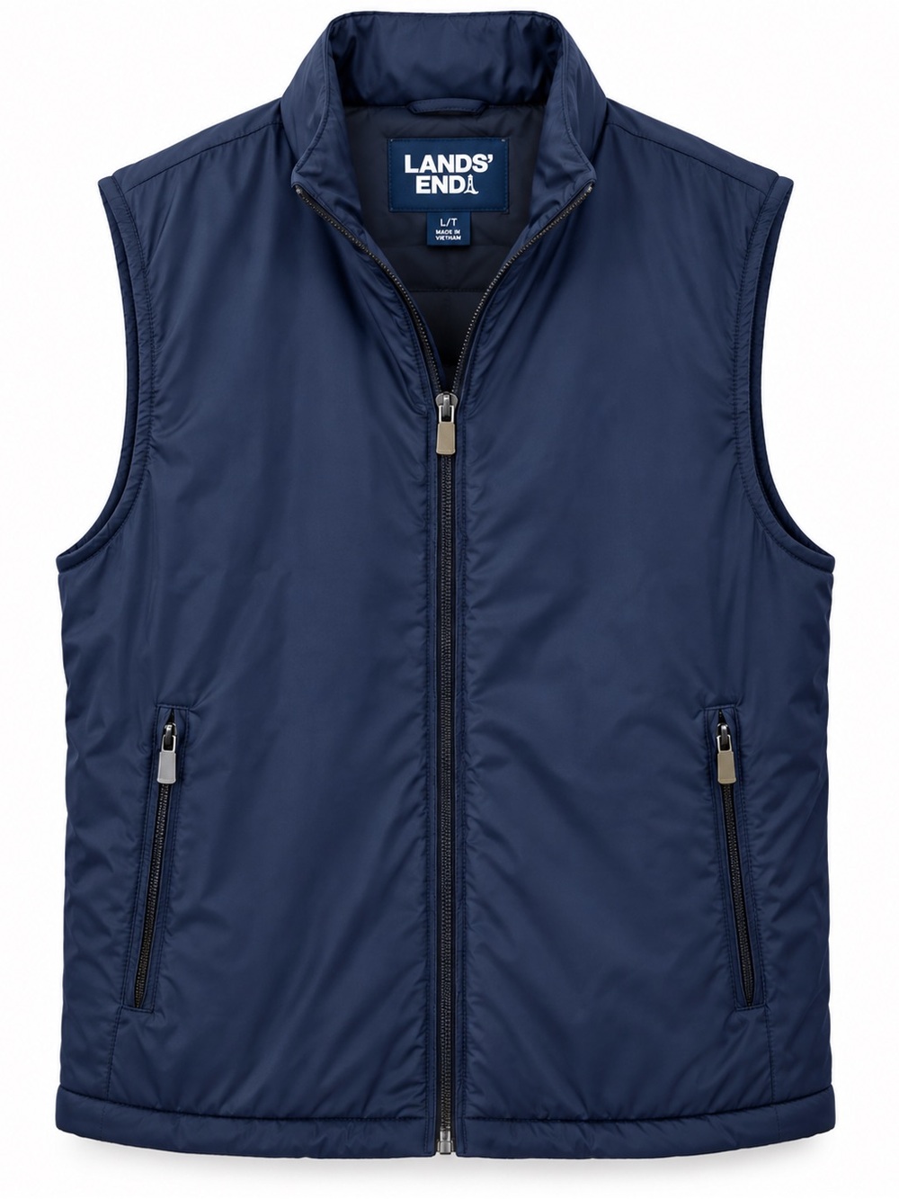 Lands' End Men's Navy Quilted Zip Vest